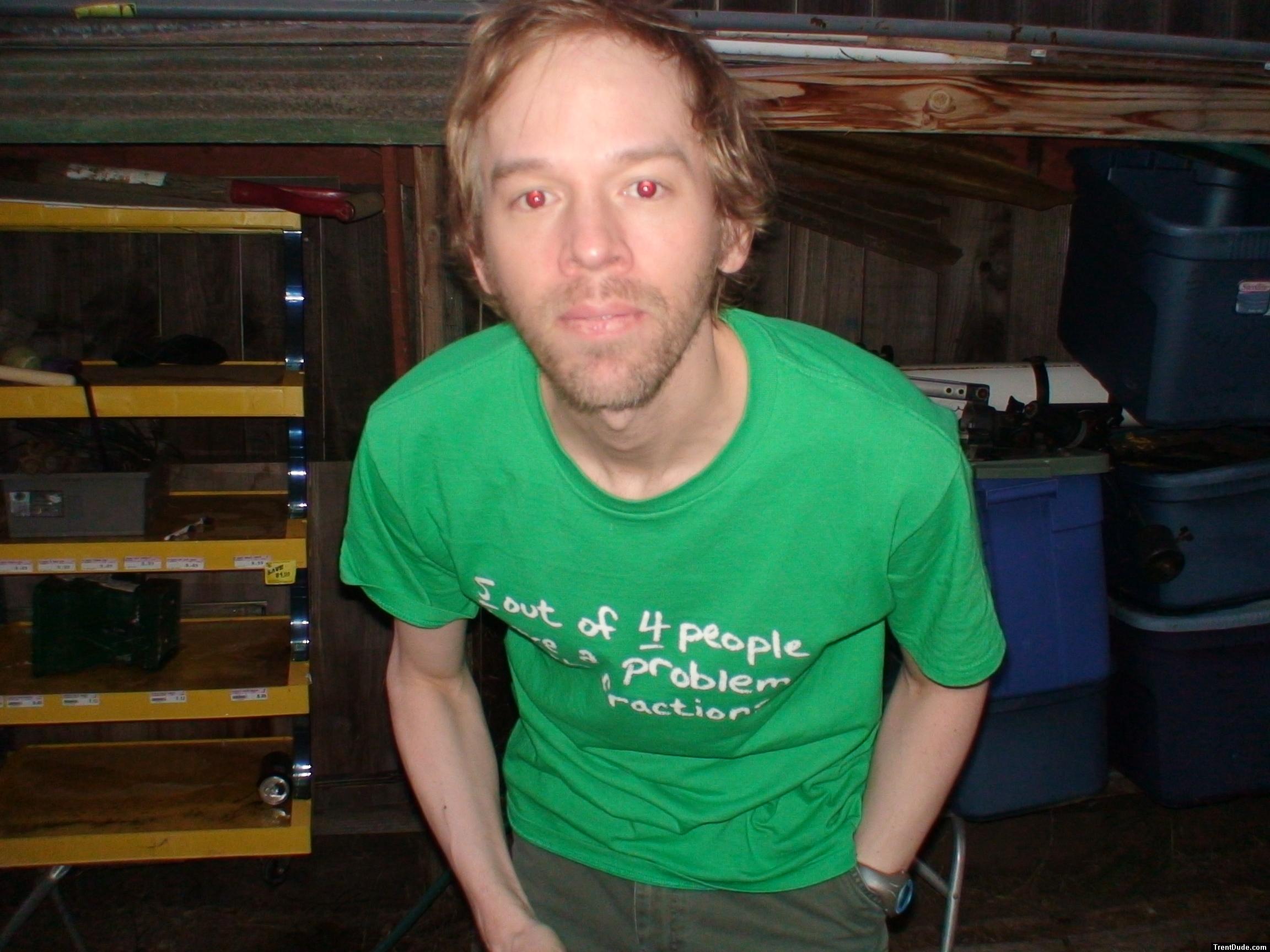 beard and green t-shirt