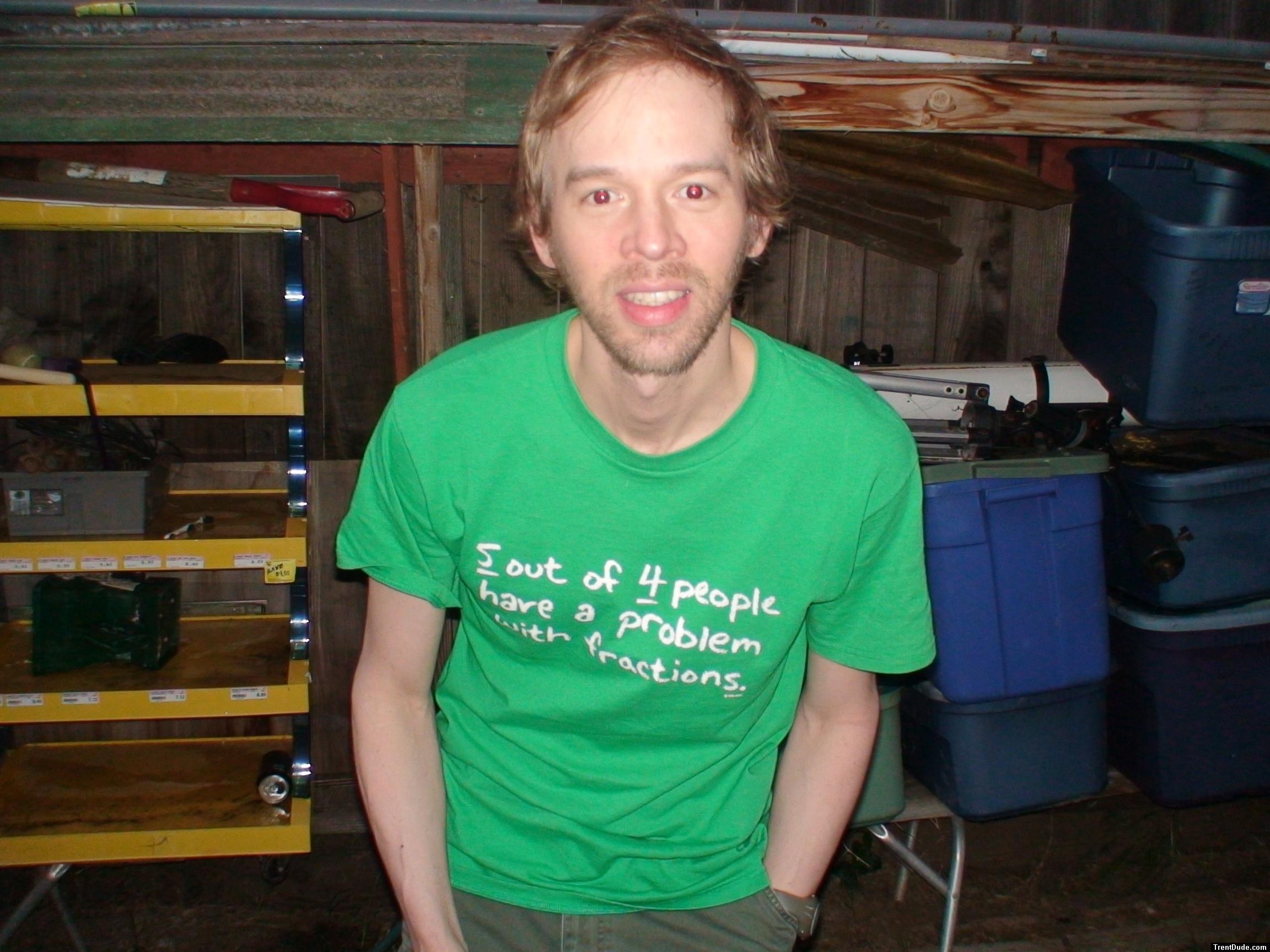 beard and green t-shirt