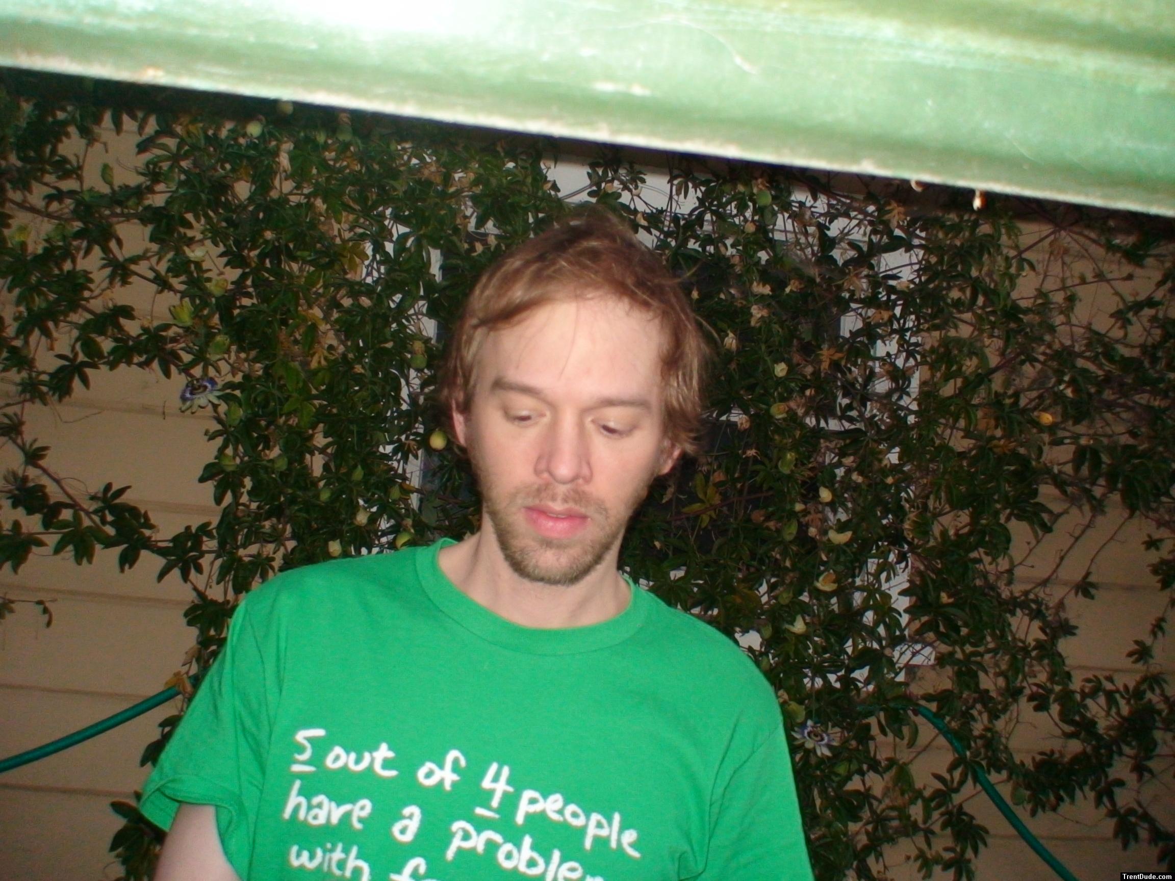 beard and green t-shirt