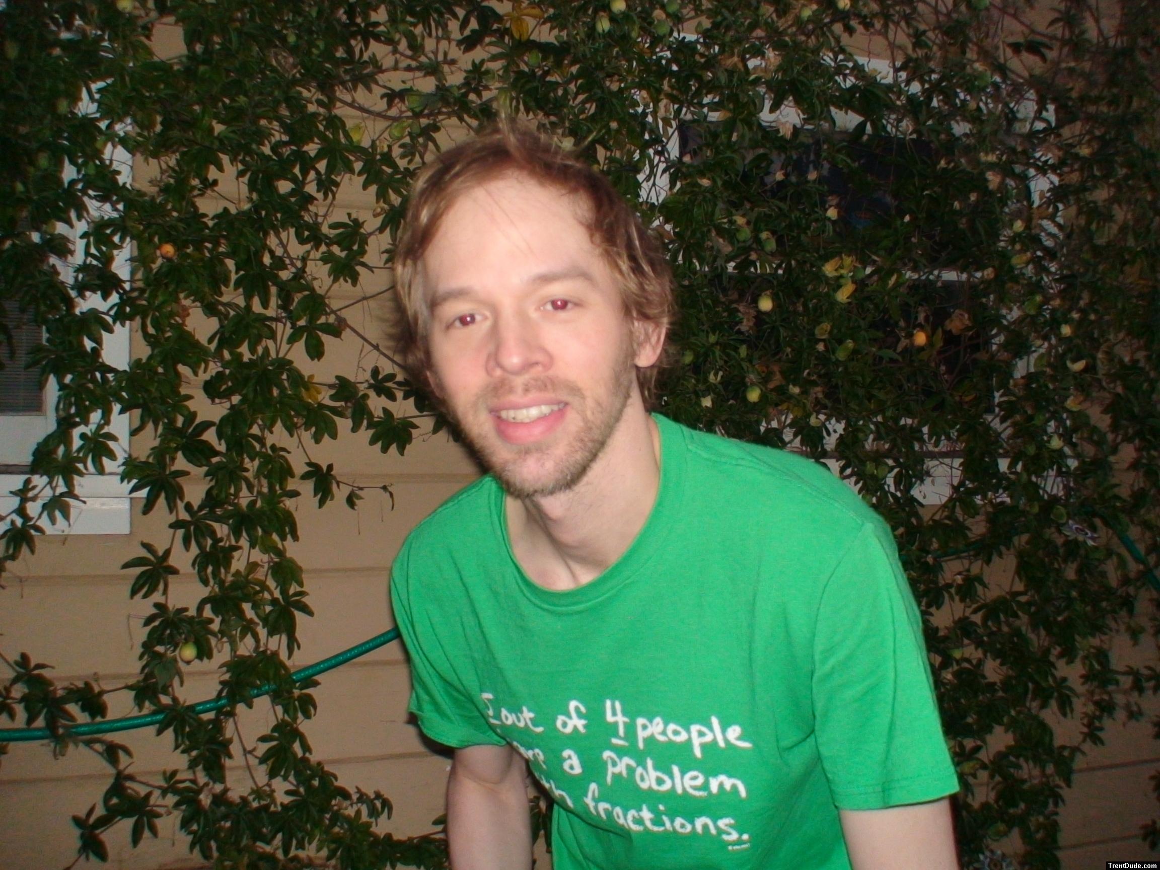 beard and green t-shirt