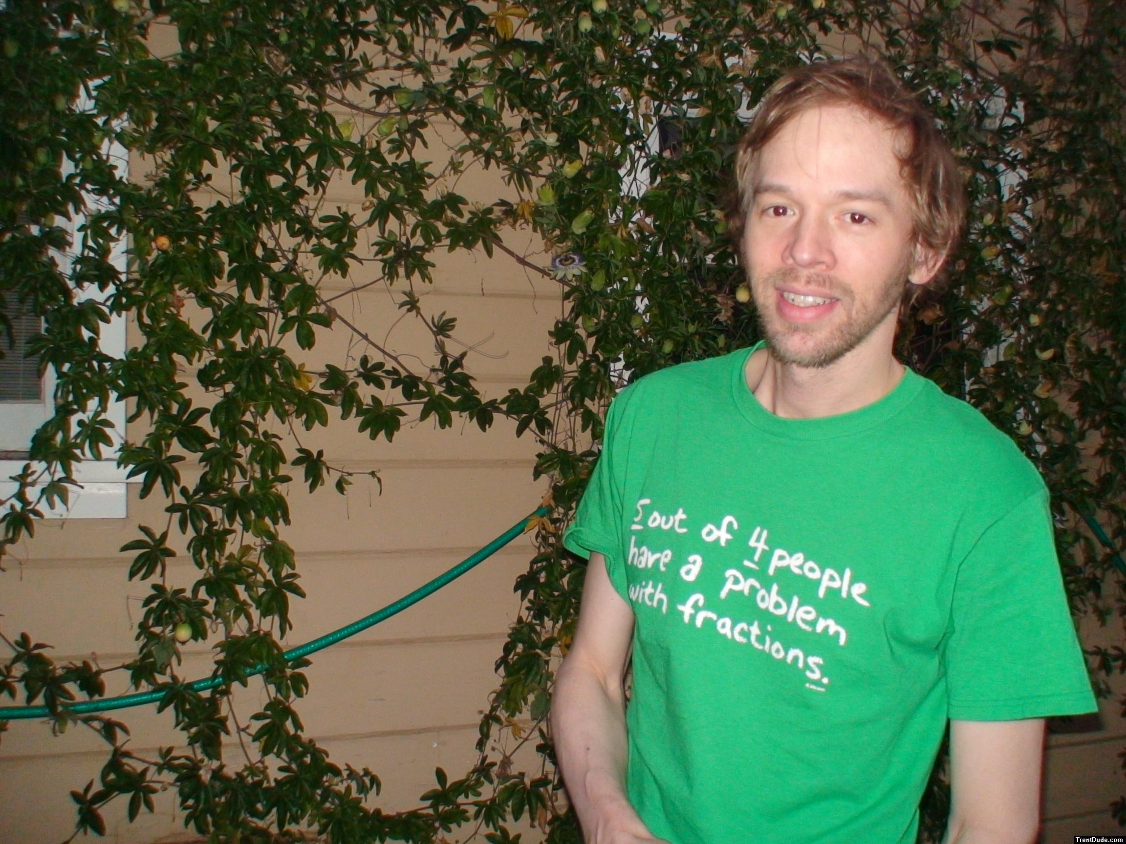 beard and green t-shirt