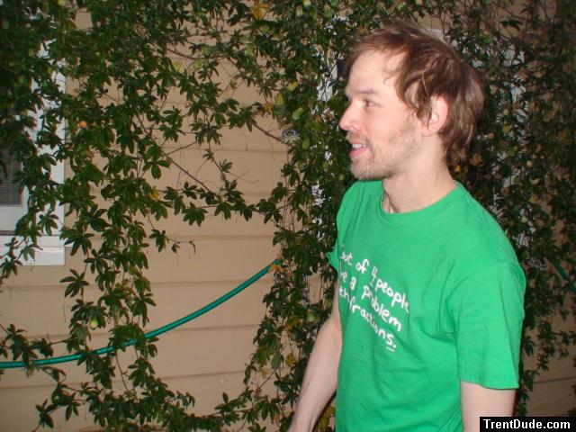 beard and green t-shirt