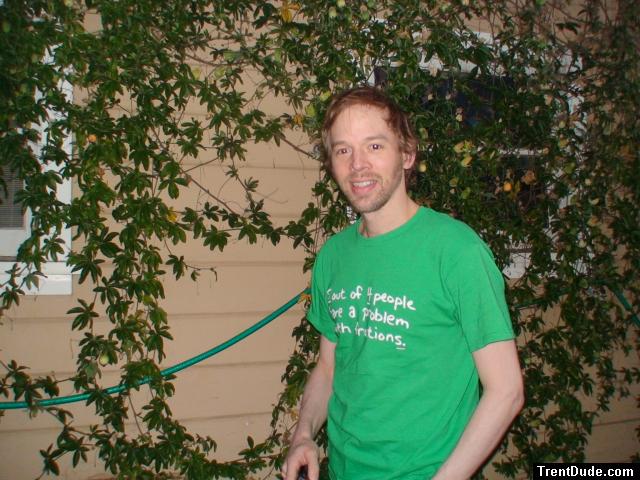 beard and green t-shirt