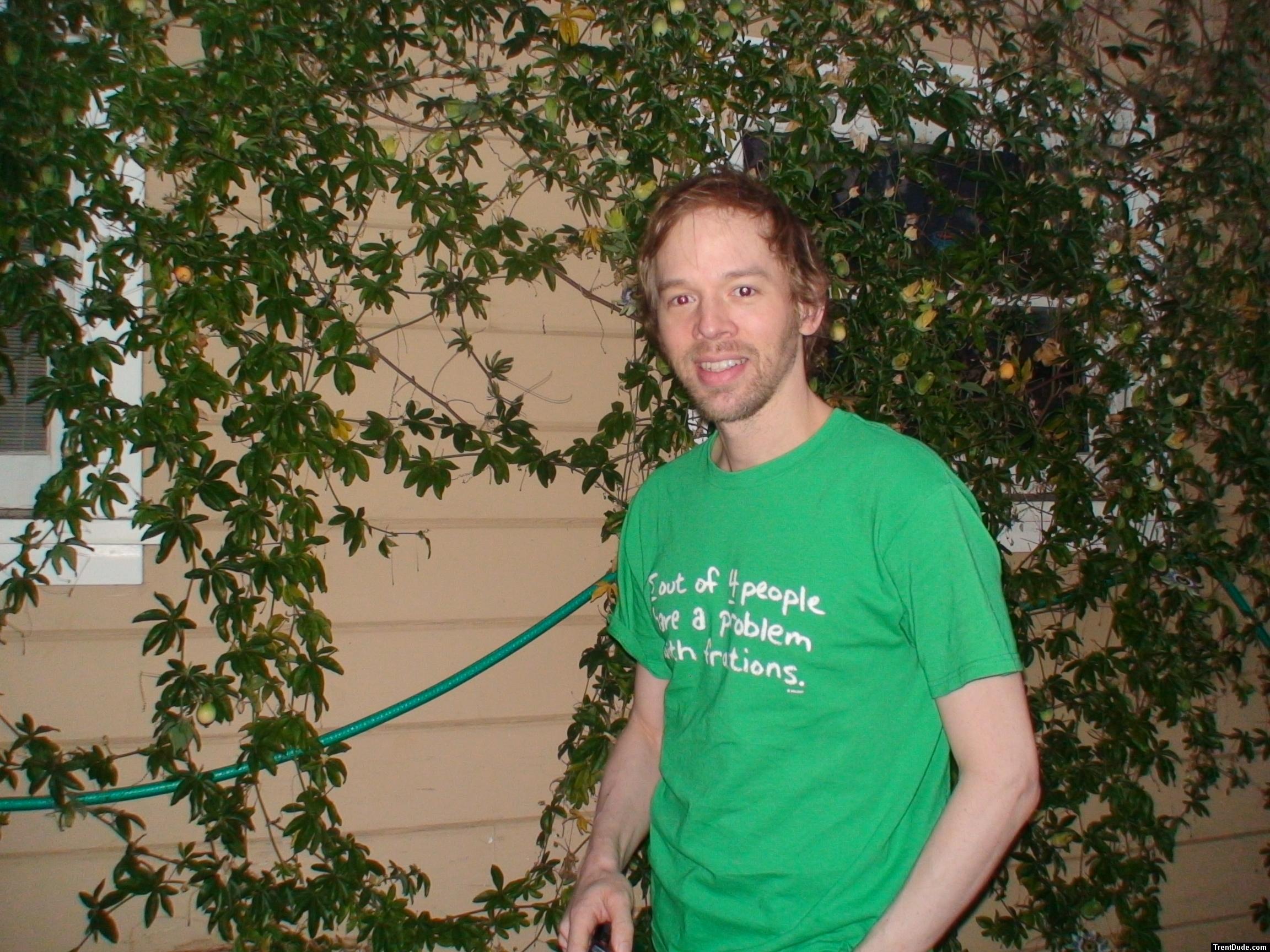 beard and green t-shirt