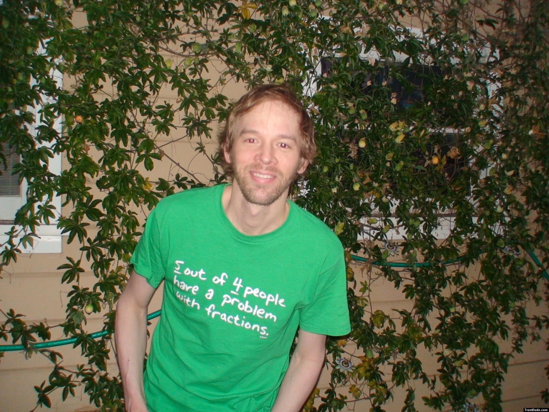 beard and green t-shirt