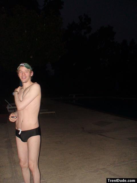 Black speedo , night time swim
