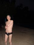 Black speedo , night time swim