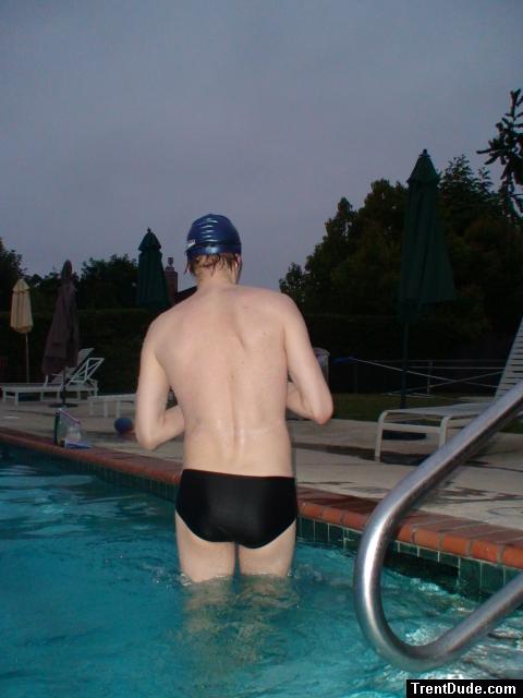 Black speedo , morning swim (rear)