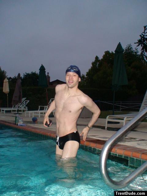 Black speedo , morning swim