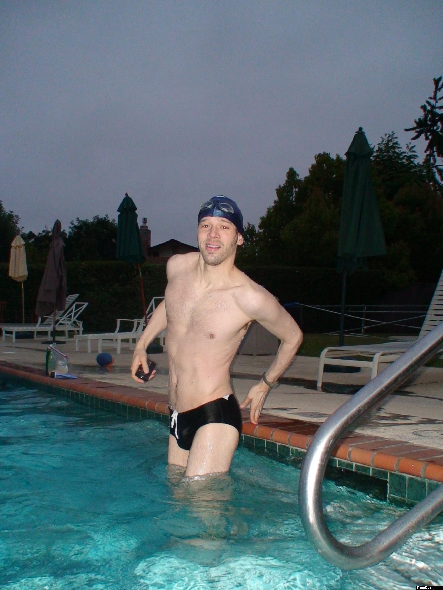 Black speedo , morning swim