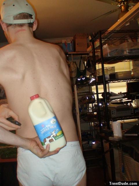 Grade a Raw Whole Milk and white underwear