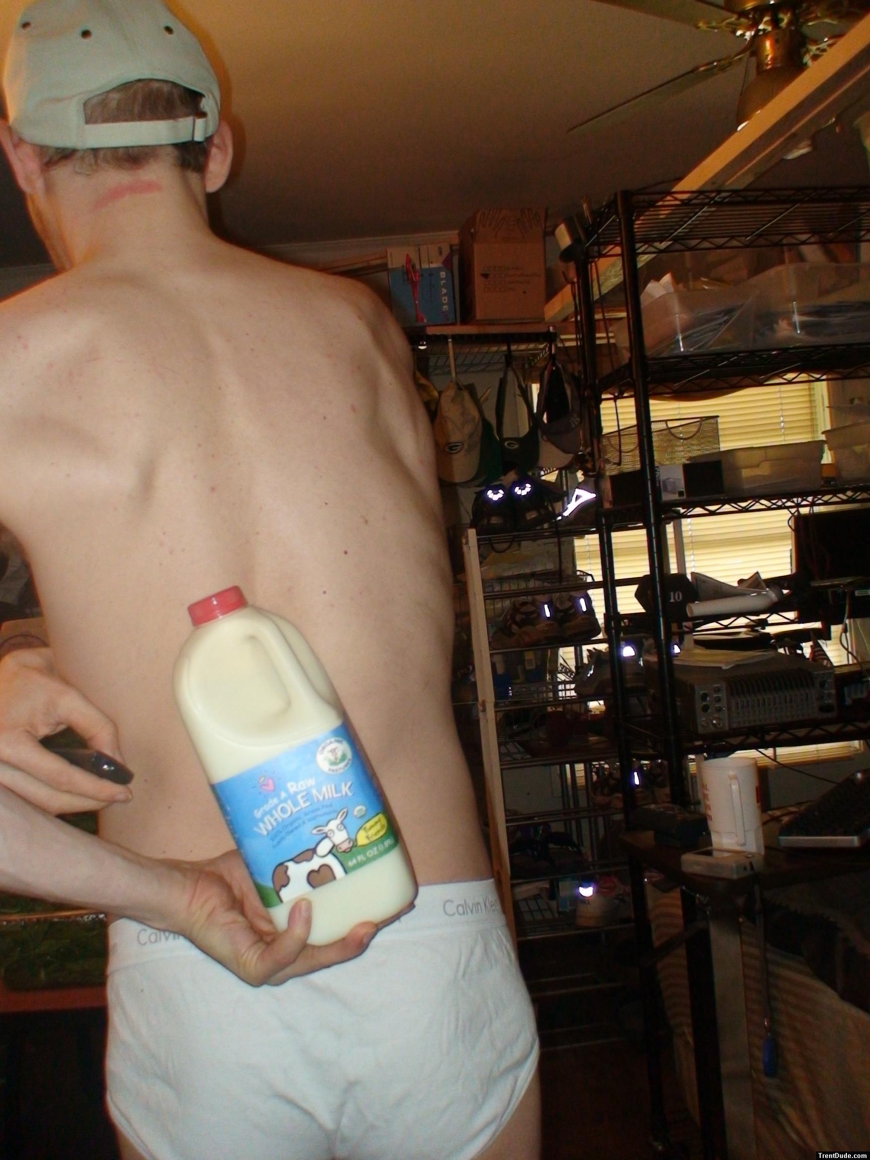 Grade a Raw Whole Milk and white underwear