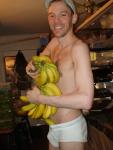 A large banana in the white underwear