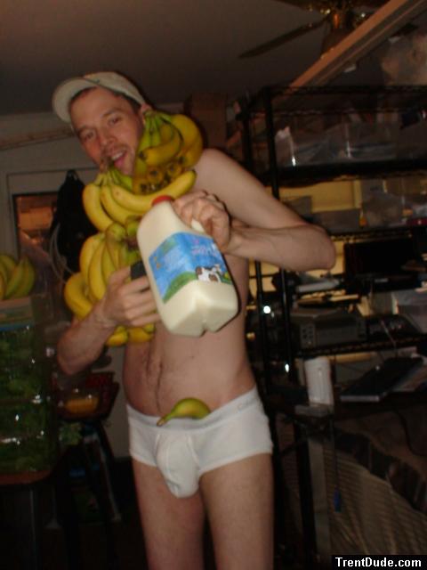 Snuggling with bananas