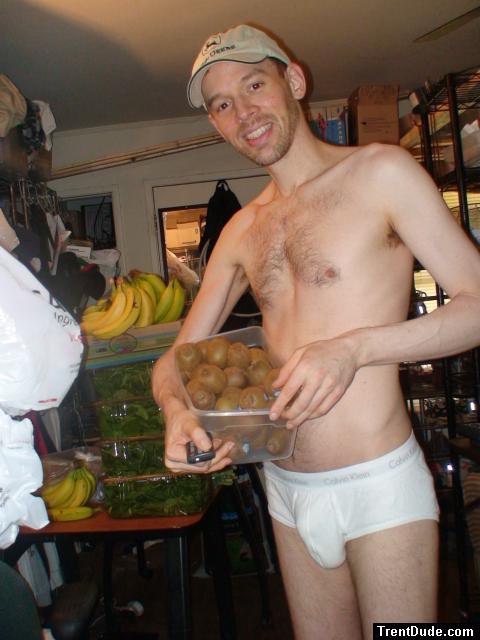 Bulging basket of kiwis for fruit smoothies, in briefs