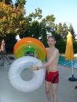 Red speedo jammer, and flotation tubes