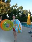 Red speedo jammer, and flotation tubes