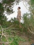 Searching for mountain lions in a loin cloth