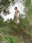 hiking in a loin cloth on an overcast day