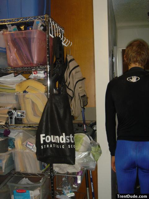 Trent with Body glove aqua top, Speedo aqua pants. - back side