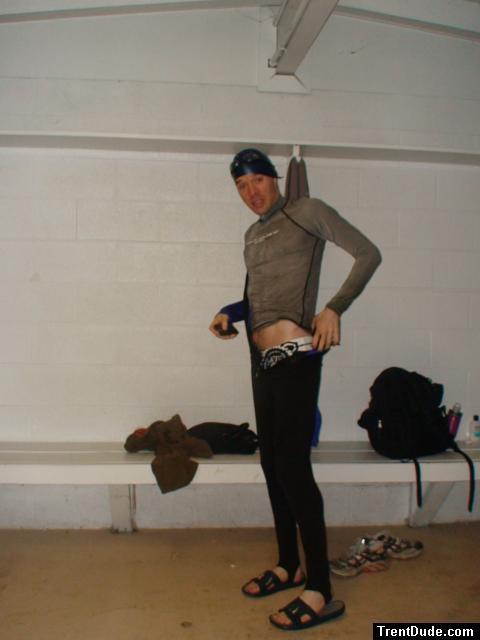 pulling up the wet suit