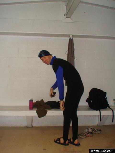 Wetsuit in the locker room