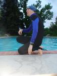 Ready to swim in the wetsuit