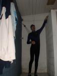 rinsing the jumpsuit