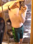 Green Nike swim trunks - top view