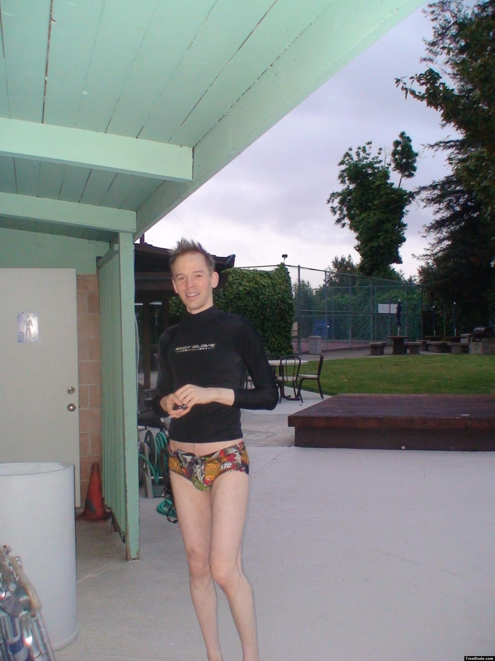 XTG Aquarium swim brief and body glove rash guard shirt