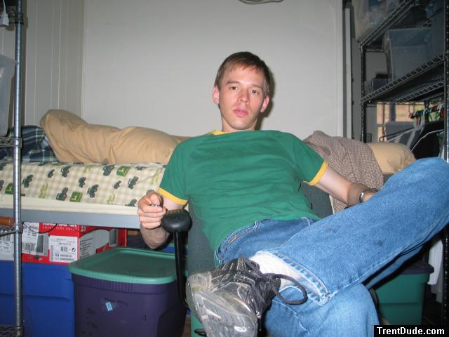 Quiksilver Jeans, Green shirt, black asics shoes