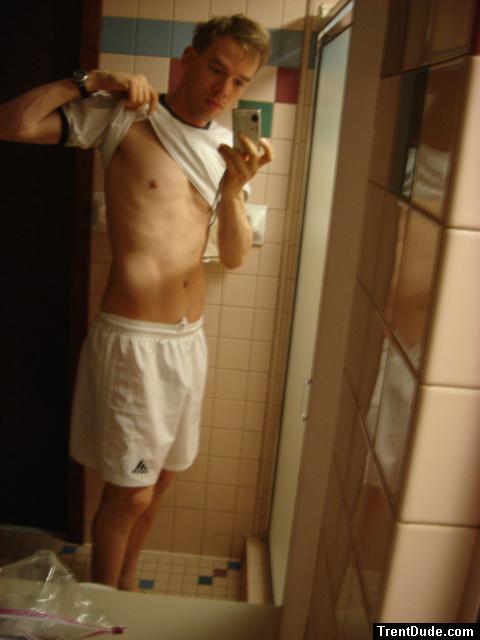 White Adidas ClimaCool Shorts - Shirtless