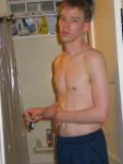 Blue Umbro shorts - shirtless