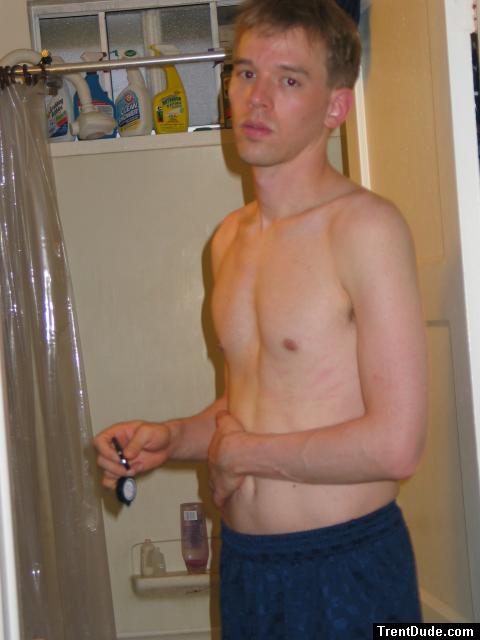 Blue Umbro shorts - shirtless