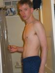 Blue Umbro shorts - shirtless