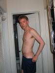 Blue Umbro shorts - shirtless
