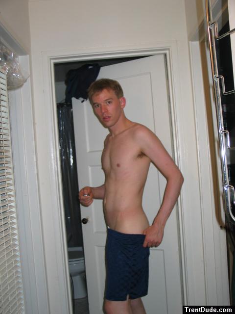 Blue Umbro shorts - shirtless