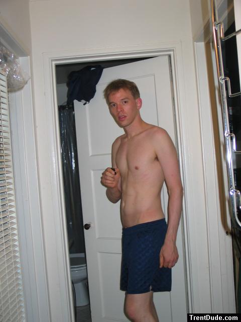 Blue Umbro shorts - shirtless