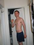 Blue Umbro shorts - shirtless - tall