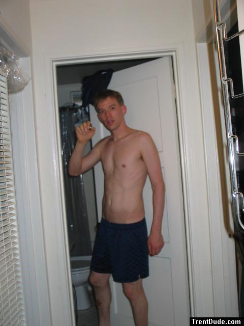 Blue Umbro shorts - shirtless