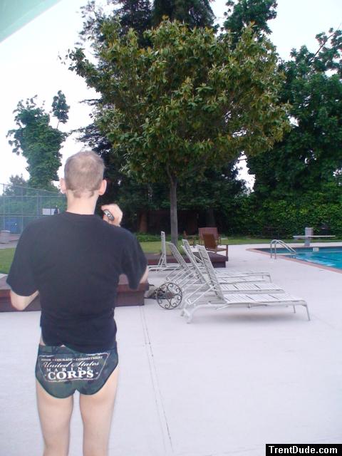 Speedo that says United States Marine Corps on rear