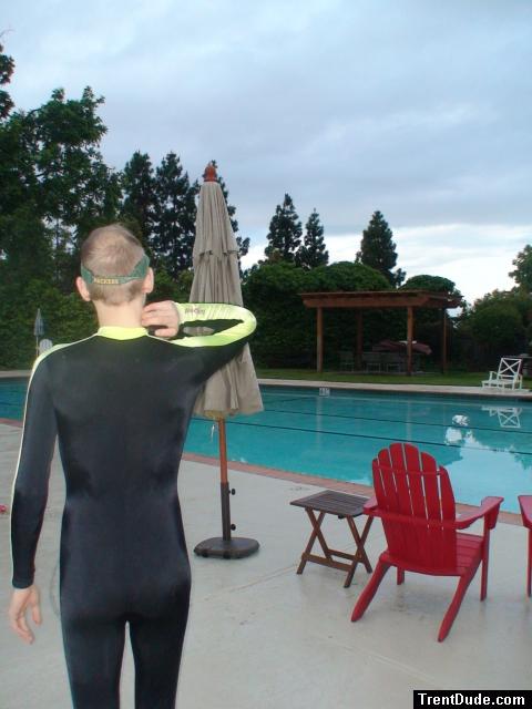 This nylon wetsuit is very thin and feels like a body-sized Speedo