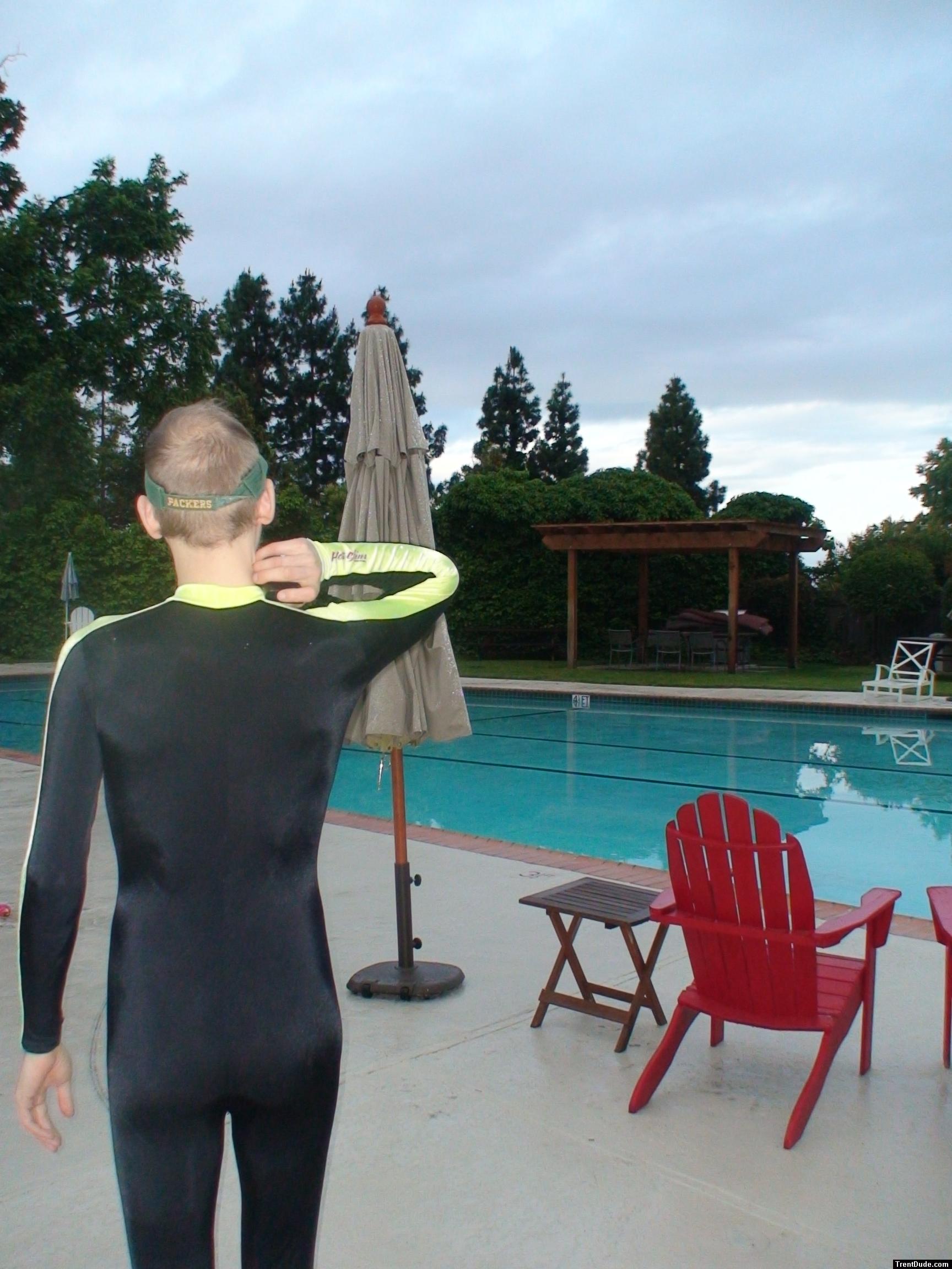 This nylon wetsuit is very thin and feels like a body-sized Speedo