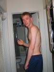 Blue Umbro shorts - shirtless!