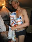 frozen Alaskan salmon, in underwear