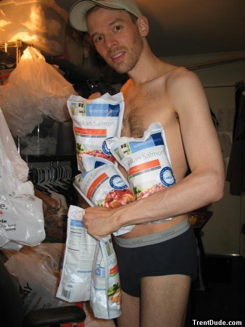 frozen Alaskan salmon, in underwear