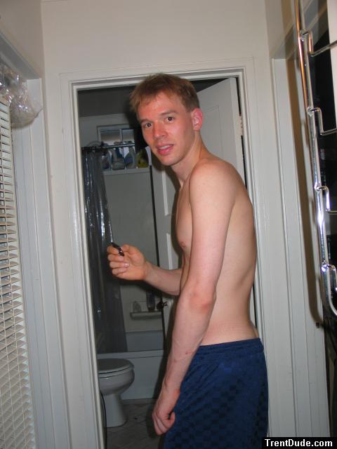 Blue Umbro shorts - shirtless!