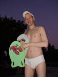 Sunrise in a white speedo