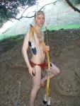 Rail thin like a bow and arrow