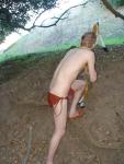 Sneaking up on a pretend mountain lion